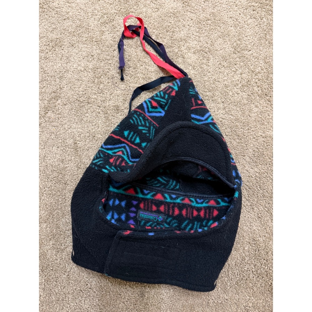 Columbia Trapper Hat Unisex Large Black Excellent Vintage Fleece Aztec USA Made